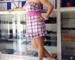 MY POSE IN VIOLET TUBE STRIPE DRESS STYLE